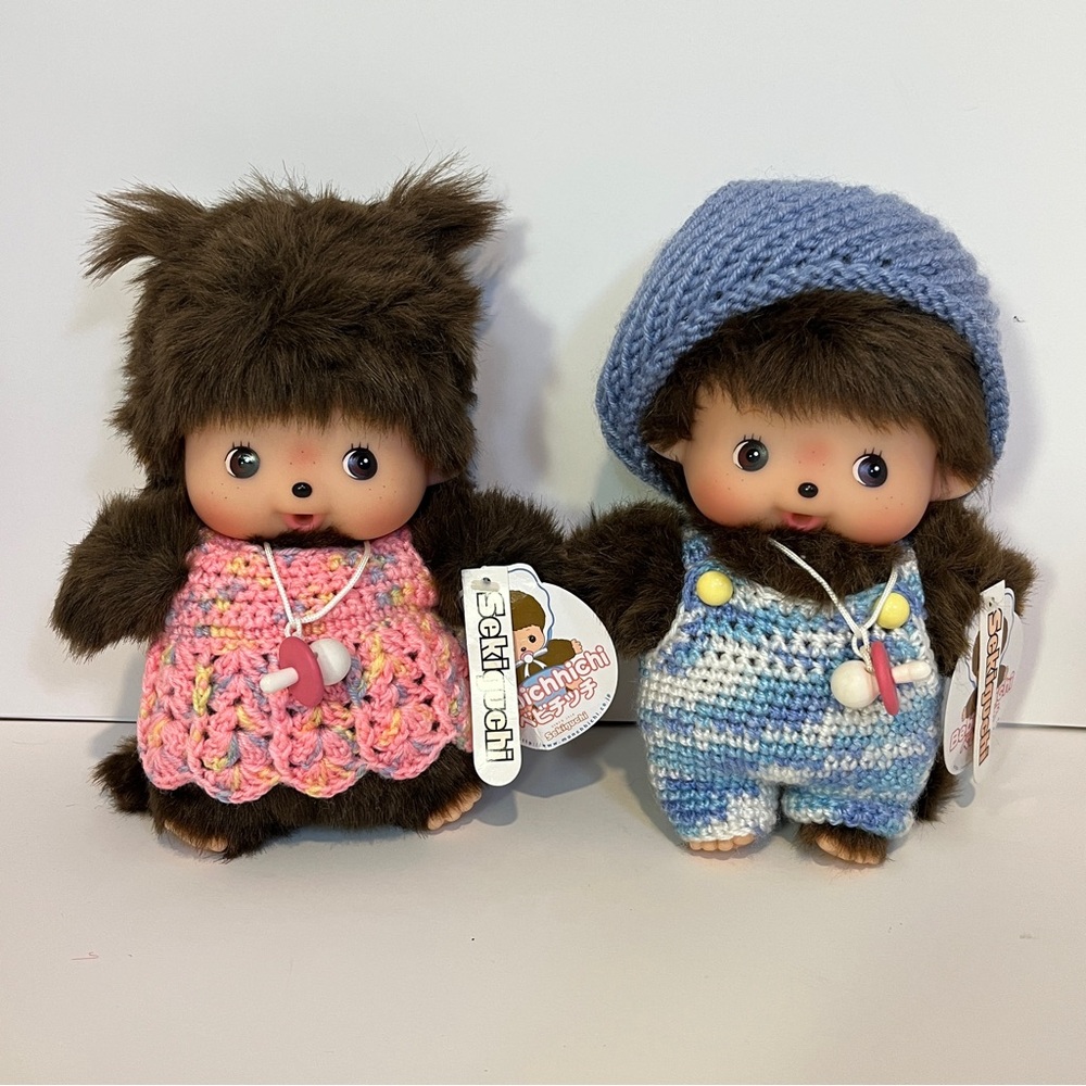 25cm Bebichhichi Monchhichi Monkey Baby Set Boy Girl Crotchet Knit Sekiguchi Toy